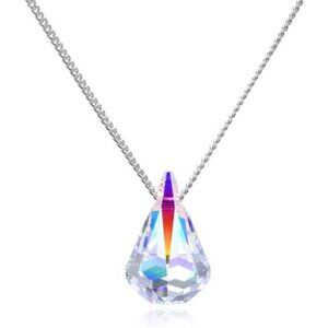 White Gold Aurora Borealis Drop Cut Necklace